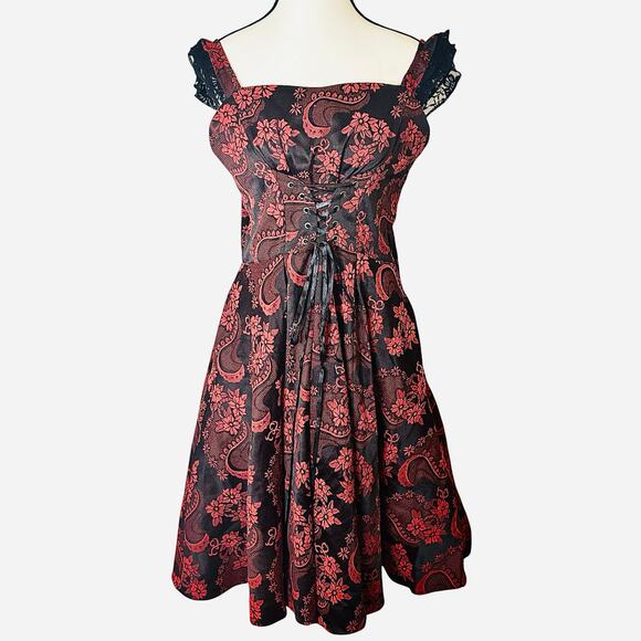 Orchid Bloom Corset Dress Womens Size 3 Floral Whimsigoth Vampire Romantic Goth - Picture 1 of 14